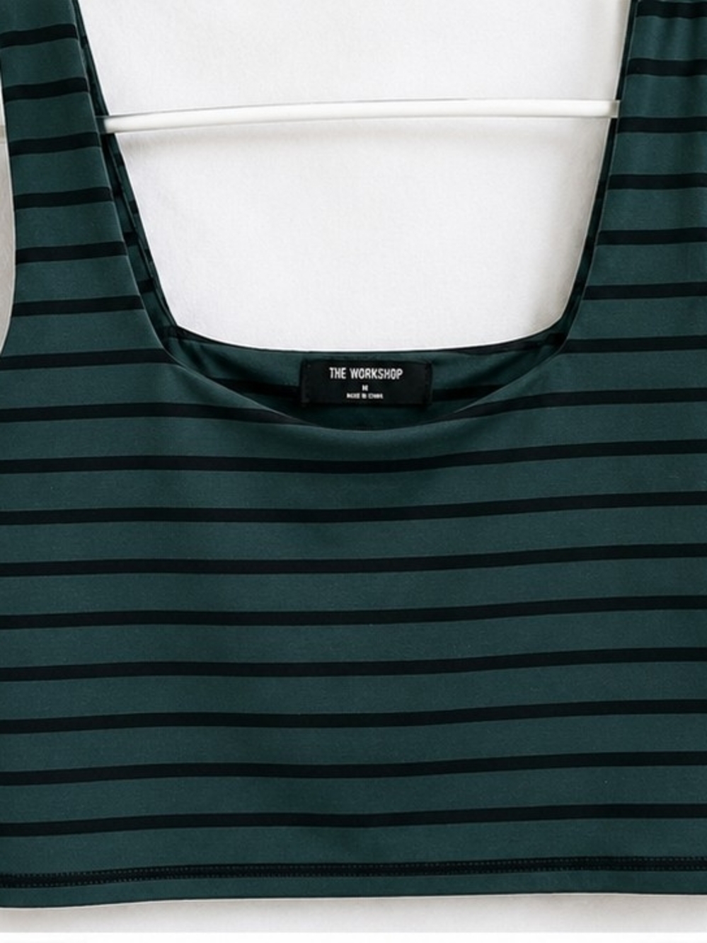 The Workshop Striped Scoop Neck  Crop Top - Dark Teal & Black